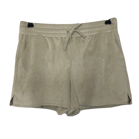 Juicy Couture Beige Tan Suede Look Alike drawstring shorts Womens Small Casual - Picture 1 of 7